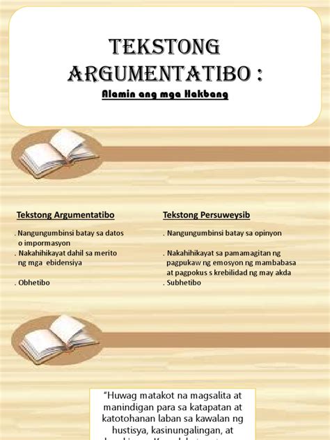 tekstong argumentatibo example|Tekstong Argumentatibo. “NARARAPAT NA .